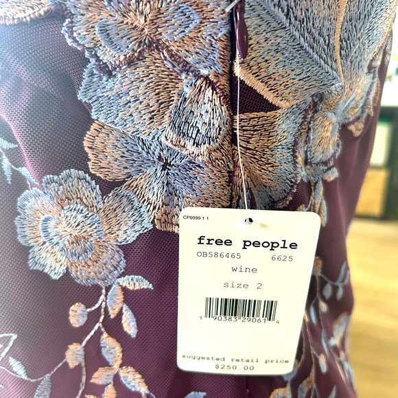 Free People NWT Rosalie Floral Embroidered One Sleeve Mini Dress, 2 - Picture 3 of 16